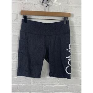 Calvin Klein Women's CK Logo High-Waist Biker Shorts Black Size Medium